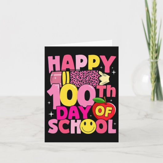Lehrer Kinder glücklich 100. Schultag Rosa Leopa Karte (Vorderseite)