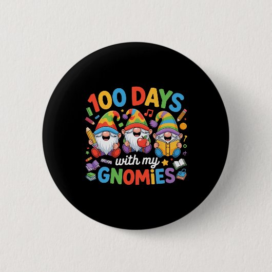 Lehrer Kinder Gnom 100 Schultage  Button (Vorderseite)