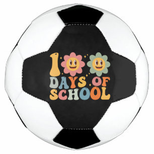 Lehrer Kinder Retro Groovy 100 Tage 0f Schule Fußball