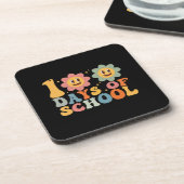 Lehrer Kinder Retro Groovy 100 Tage 0f Schule Getränkeuntersetzer (Linke Seite)