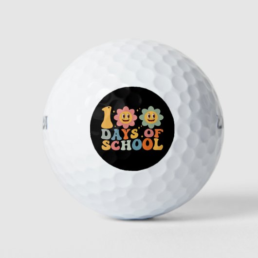 Lehrer Kinder Retro Groovy 100 Tage 0f Schule Golfball (Vorderseite)