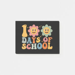 Lehrer Kinder Retro Groovy 100 Tage 0f Schule Post-it Klebezettel