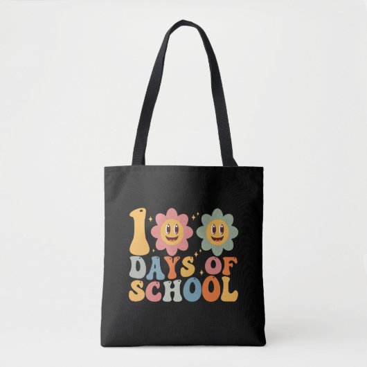 Lehrer Kinder Retro Groovy 100 Tage 0f Schule Tasche (Vorderseite)