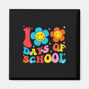 Lehrer Kinder Retro Groovy 100 Tage Glücklicher 10 Magnet