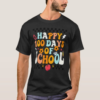 Lehrer Kinder Retro Groovy 100 Tage Glücklicher 10 T-Shirt