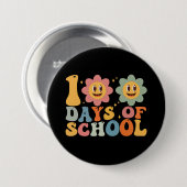 Lehrer Kinder Retro Groovy 100 Tage Schule Button (Vorne & Hinten)