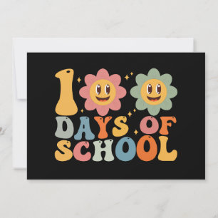Lehrer Kinder Retro Groovy 100 Tage Schule Einladung