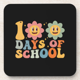 Lehrer Kinder Retro Groovy 100 Tage Schule Getränkeuntersetzer