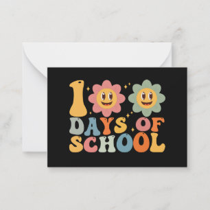 Lehrer Kinder Retro Groovy 100 Tage Schule  Mitteilungskarte