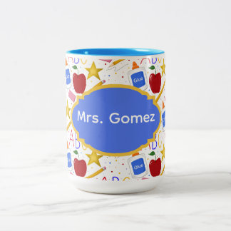 Lehrer Klassenzimmer Apfel Stift Kleber ABC Radier Zweifarbige Tasse