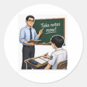 Lehrer Klassenzimmer Illustrationsaufkleber Runder Aufkleber