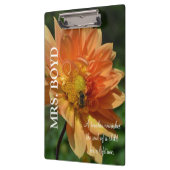 Lehrer-Klemmbrett mit Pfirsich-Dahlie Klemmbrett (Links)