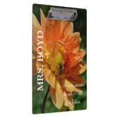 Lehrer-Klemmbrett mit Pfirsich-Dahlie Klemmbrett (Rechts)