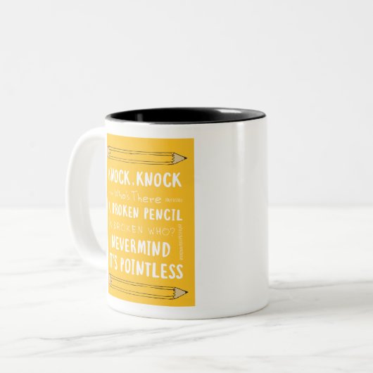 Lehrer Knock Knock Jokes Stift Puns Kid Spaß Zweifarbige Tasse (Vorderseite Links)