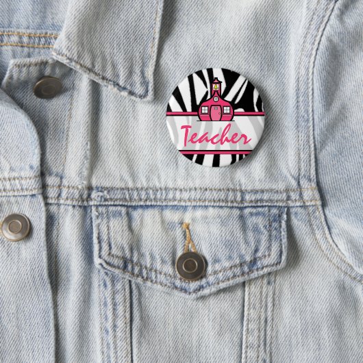 Lehrer-Knopf - schwarzer Zebra-Druck Button (Beispiel)