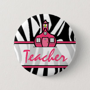 Lehrer-Knopf - schwarzer Zebra-Druck Button