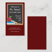 Lehrer-Kontakt-Karte auf einer Tafel Telefonnummerkarte (Vorne/Hinten)