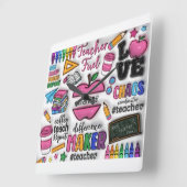 Lehrer: Kraftstoff, Liebe, Inspirier, Wiederholung Quadratische Wanduhr (Winkel)