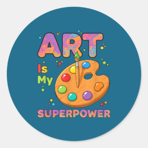 Lehrer - Kunst Ist Mein Superwer Kunstlehrer Zeich Runder Aufkleber