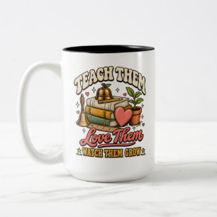 Lehrer Kunst Lehrt Sie Liebt Sie Beobachtet Sie Wa Zweifarbige Tasse