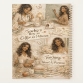 Lehrer laufen mit Kaffee und Geduld Planer (Rückseite)