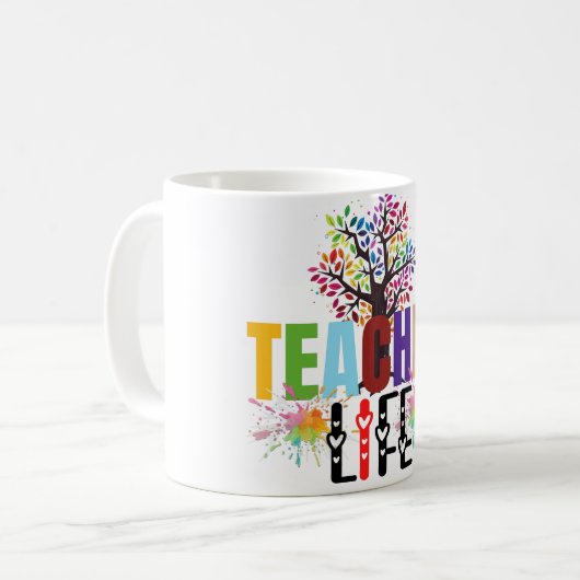 Lehrer Leben Regenbogenapfel Tasse (Vorderseite Links)
