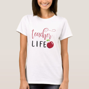 Lehrer Leben roter Apfel Typografie Lehrer T-Shirt
