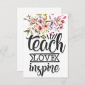 Lehrer Lehre Liebe Inspiriert Dankeskarte (Vorne/Hinten)