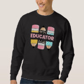 Lehrer Leopard Pencils zurück zur Schule Sweatshirt (Vorderseite)