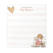 Lehrer Lesen von Buchstapeln Personalisiert gestri Notizblock (Vorderseite)