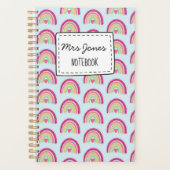 Lehrer LESSON PLANNER MIT NAME Regenbogen Thema Planer (Vorderseite)