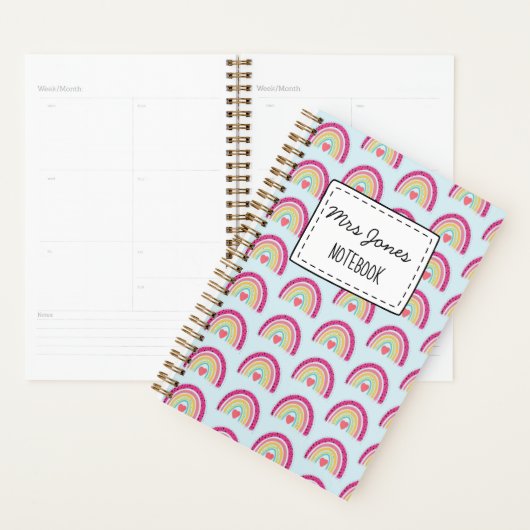Lehrer LESSON PLANNER MIT NAME Regenbogen Thema Planer (Anzeige)