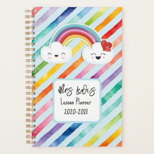 Lehrer LESSON PLANNER MIT NAME Regenbogen Thema Planer