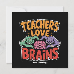 Lehrer Liebe Brains Zombie Hands Herz Halloween Einladung