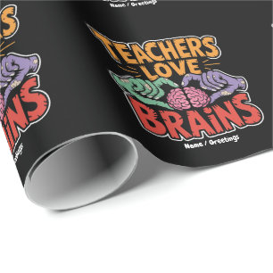 Lehrer Liebe Brains Zombie Hands Herz Halloween Geschenkpapier
