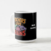 Lehrer Liebe Brains Zombie Hands Herz Halloween Kaffeetasse (Vorderseite Links)