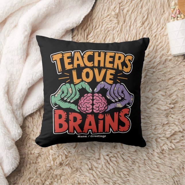 Lehrer Liebe Brains Zombie Hands Herz Halloween Kissen (Decke)