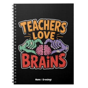 Lehrer Liebe Brains Zombie Hands Herz Halloween Notizblock
