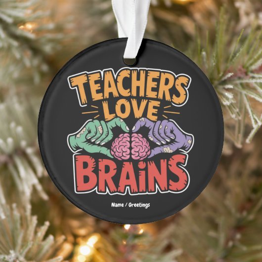 Lehrer Liebe Brains Zombie Hands Herz Halloween Ornament (Baum)