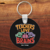 Lehrer Liebe Brains Zombie Hands Herz Halloween Schlüsselanhänger (Vorderseite)