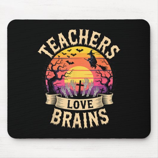 Lehrer Liebe Gehirne Funny Halloween Zombie Teache Mousepad (Vorne)