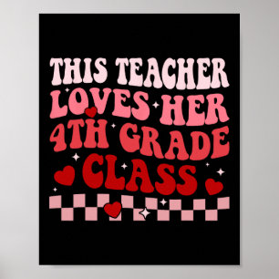 Lehrer Lieben ihre 4. Klasse Retro-Valentine Poster
