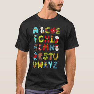 Lehrer Life Alphabet Weihnachtsmannmütze Abc Brief T-Shirt