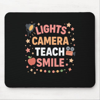 Lehrer Lights Camera Teach Lächeln Lustig Zurück i Mousepad