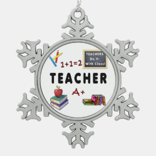 Lehrer machen das mit der Klasse Schneeflocken Zinn-Ornament