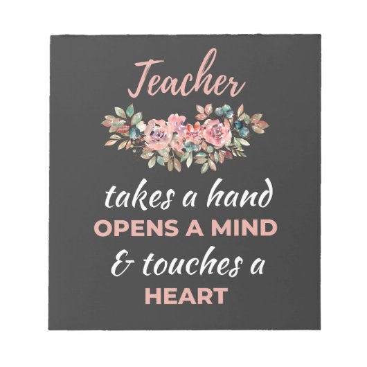 Lehrer macht eine Hand öffnet einen Geist Notizblock (Vorderseite)