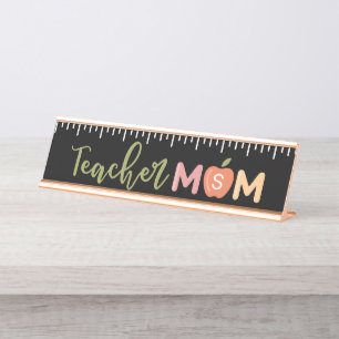 Lehrer Mama Homeschooling-Regel und Apple Monogram Schreibtischnamensplakette