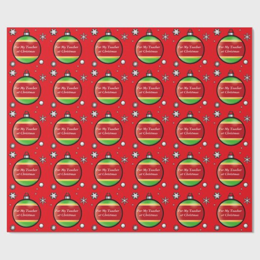 Lehrer mit dekorativem Weihnachtsbaum-Ball-Rot Geschenkpapier (Flach)