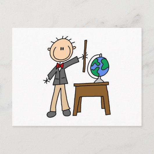 Lehrer mit Globus Postkarte (Vorderseite)