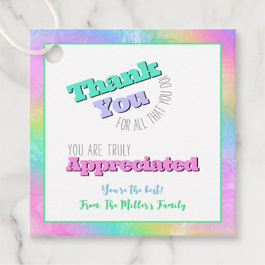 Lehrer/Mitarbeiter-Wertschätzung Danke, Geschenk-T Geschenkanhänger (Vorderseite)